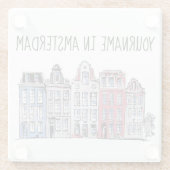 Ihr Name in Amsterdam Wasserfront Damrak Gebäude Glasuntersetzer (Rückseite)