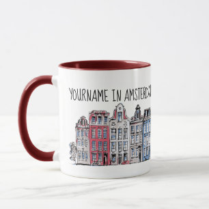 Ihr Name in Amsterdam Wasserfront Damrak Gebäude Tasse