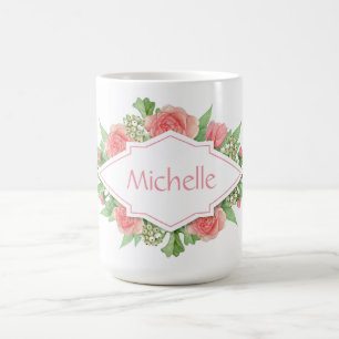 Ihr Name in Blume Frame-Tasse Kaffeetasse