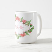 Ihr Name in Blume Frame-Tasse Kaffeetasse (VorderseiteRechts)