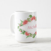 Ihr Name in Blume Frame-Tasse Kaffeetasse (Vorderseite Links)