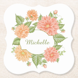 Ihr Name in Blume Frame-Untersetzer Untersetzer