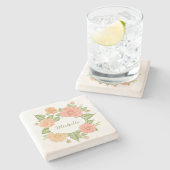 Ihr Name in Blume Rahmen Untersetzer (Seitenansicht)