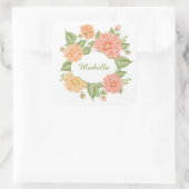 Ihr Name in einer Blume Rahmen Aufkleber (Tasche)