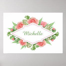 Ihr Name in einer Blume Rahmen benutzerdefiniertes Poster