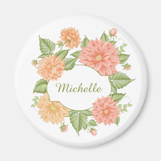 Ihr Name in einer Blume Rahmen Magnete Magnet (Vorne)