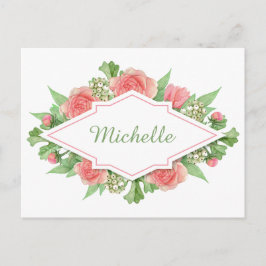 Ihr Name in einer Blume-Rahmen-Postkarte Postkarte