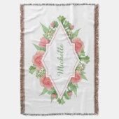 Ihr Name in einer Blume Rahmen werfen Decke (Vorderseite Vertikal)