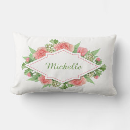 Ihr Name in einer Blume Rahmen werfen Kissen