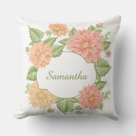 Ihr Name in einer Blume Rahmen werfen Kissen Für Draußen