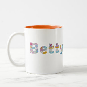 Ihr Name in künstlerischen Blumenbriefen / Betty Zweifarbige Tasse