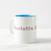 Ihr Name in künstlerischen Blumenbriefen / Charlot Zweifarbige Tasse (Vorderseite Links)