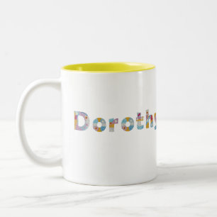 Ihr Name in künstlerischen Blumenbriefen / Dorothy Zweifarbige Tasse