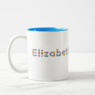 Ihr Name in künstlerischen Blumenbriefen / Elisab Zweifarbige Tasse