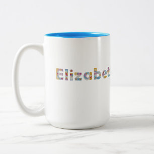 Ihr Name in künstlerischen Blumenbriefen / Elisabe Zweifarbige Tasse