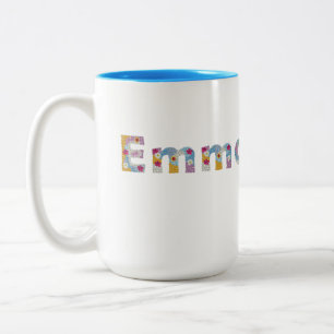 Ihr Name in künstlerischen Blumenbriefen / Emma Tw Zweifarbige Tasse