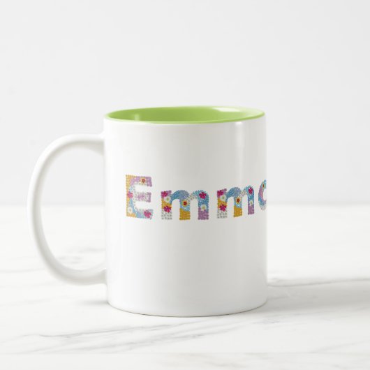 Ihr Name in künstlerischen Blumenbriefen / Emma Zweifarbige Tasse (Links)