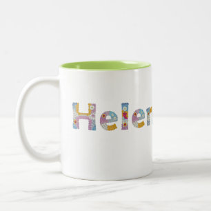Ihr Name in künstlerischen Blumenbriefen / Helen Zweifarbige Tasse