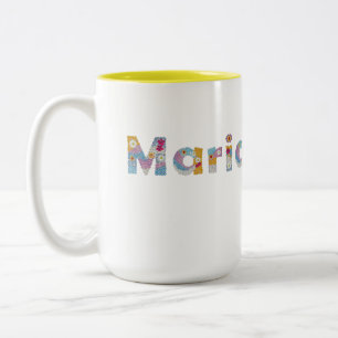 Ihr Name in künstlerischen Blumenbriefen / Maria T Zweifarbige Tasse