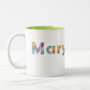 Ihr Name in künstlerischen Blumenbriefen / Mary Zweifarbige Tasse