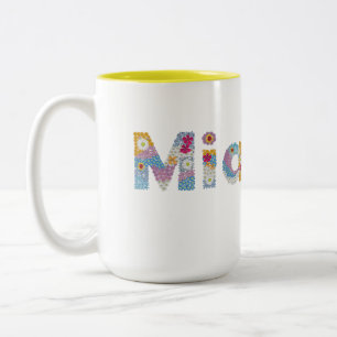 Ihr Name in künstlerischen Blumenbriefen / Mia Zweifarbige Tasse