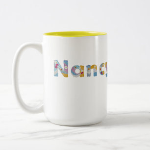 Ihr Name in künstlerischen Blumenbriefen / Nancy T Zweifarbige Tasse