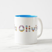 Ihr Name in künstlerischen Blumenbriefen / Olivia Zweifarbige Tasse (VorderseiteRechts)