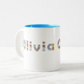 Ihr Name in künstlerischen Blumenbriefen / Olivia Zweifarbige Tasse (Vorderseite Links)