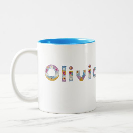 Ihr Name in künstlerischen Blumenbriefen / Olivia Zweifarbige Tasse (Links)