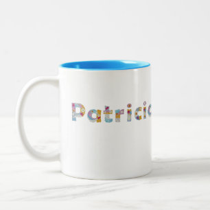 Ihr Name in künstlerischen Blumenbriefen / Patrici Zweifarbige Tasse