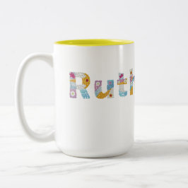 Ihr Name in künstlerischen Blumenbriefen / Ruth Tw Zweifarbige Tasse