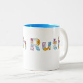 Ihr Name in künstlerischen Blumenbriefen / Ruth Zweifarbige Tasse (VorderseiteRechts)