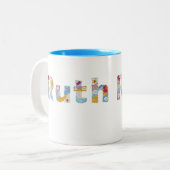 Ihr Name in künstlerischen Blumenbriefen / Ruth Zweifarbige Tasse (Vorderseite Links)