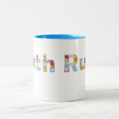 Ihr Name in künstlerischen Blumenbriefen / Ruth Zweifarbige Tasse (Mittel)