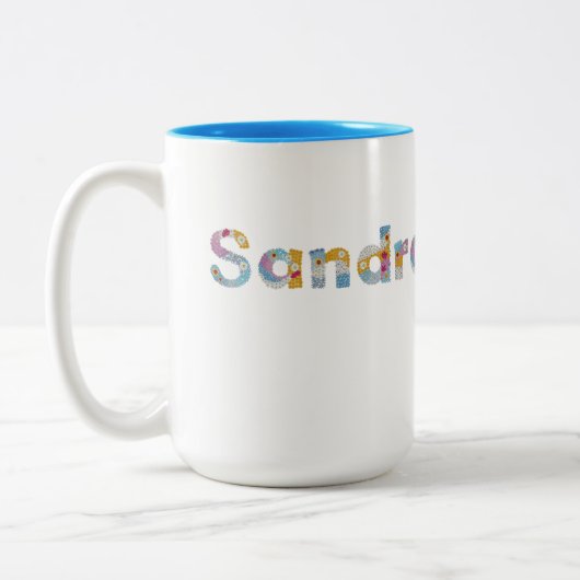Ihr Name in künstlerischen Blumenbriefen / Sandra Zweifarbige Tasse (Links)