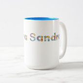 Ihr Name in künstlerischen Blumenbriefen / Sandra  Zweifarbige Tasse (VorderseiteRechts)