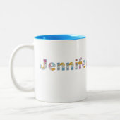 Ihr Name in künstlerischen Blumenschreiben / Jenni Zweifarbige Tasse (Links)