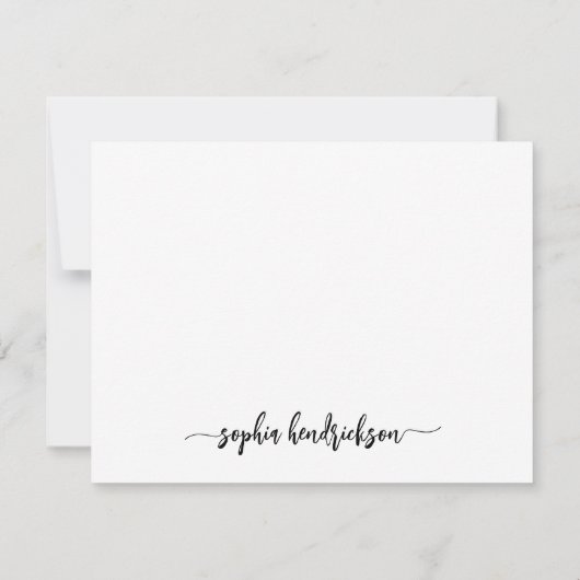 Ihr Name in moderner Schrift | Schwarz und Weiß Mitteilungskarte (Rückseite)