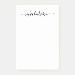 Ihr Name in moderner Schrift   Schwarz und Weiß Post-it Klebezettel