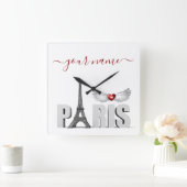 Ihr Name in Paris Eiffelturm Herzogin Wings Quadratische Wanduhr (Zuhause)