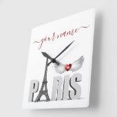 Ihr Name in Paris Eiffelturm Herzogin Wings Quadratische Wanduhr (Winkel)