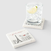 Ihr Name in Paris Eiffelturm Herzogin Wings Steinuntersetzer (Seitenansicht)