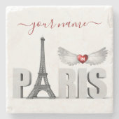 Ihr Name in Paris Eiffelturm Herzogin Wings Steinuntersetzer (Vorderseite)