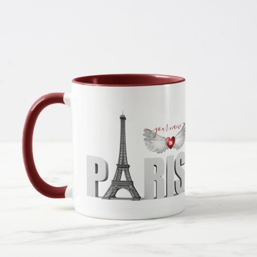 Ihr Name in Paris Eiffelturm Herzogin Wings Tasse (Links)
