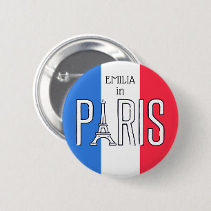 [Ihr Name] in Paris - Eiffelturm-Typografie Button