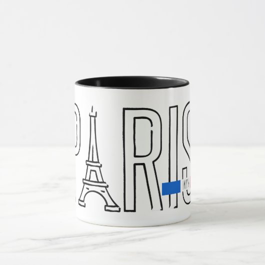 [Ihr Name] in Paris - Eiffelturmtypografie Tasse (Zentrum)