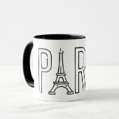[Ihr Name] in Paris - Eiffelturmtypografie Tasse (Vorderseite Links)