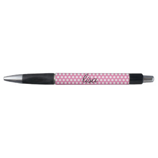 Ihr Name in rosa und weiße Punkte trendy Muster Kugelschreiber