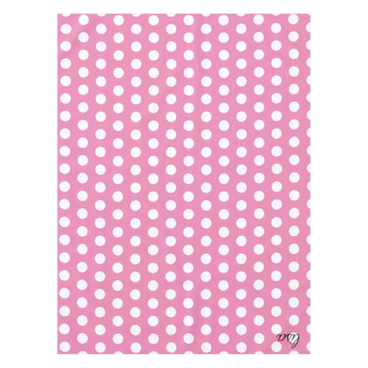 Ihr Name in rosa und weiße Punkte trendy Muster Tischdecke (Vorderseite)