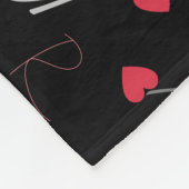 Ihr Name Initial & Red Hearts überall in Black Fleecedecke (Ecke)
